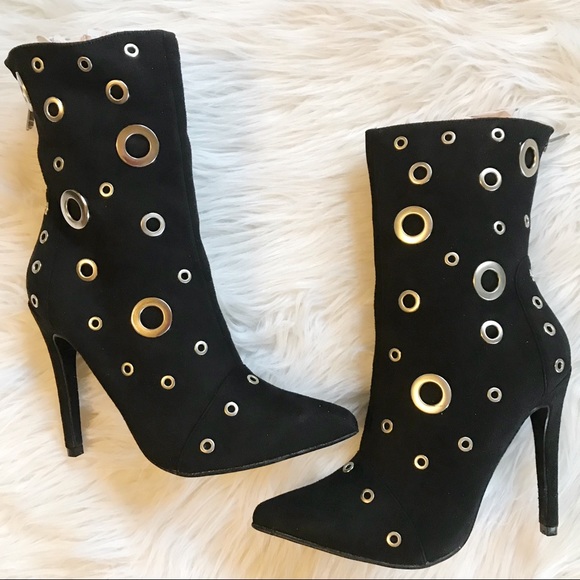Michael Antonio Shoes - Women’s black & silver grommet dress boots